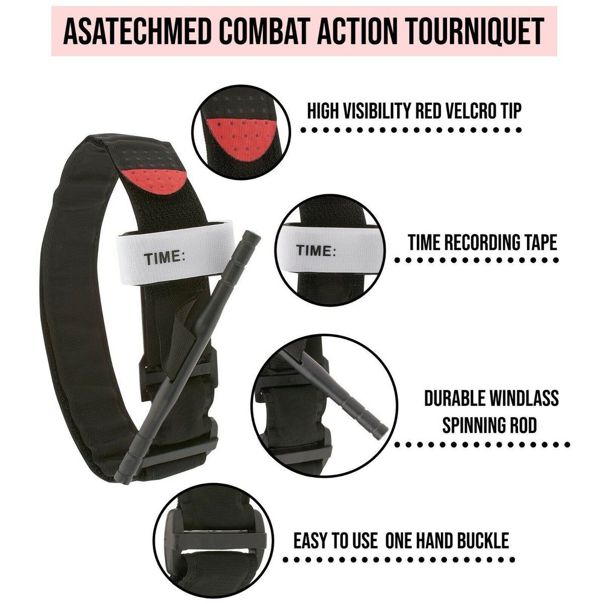 Rapid One Hand Combat Tourniquet with Windlass Clip