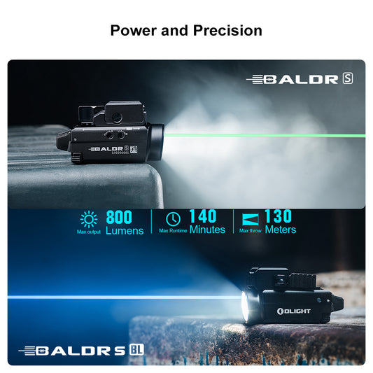 Olight Baldr S Rail Mounted Pistol Light - 800 Lumens, Green Laser