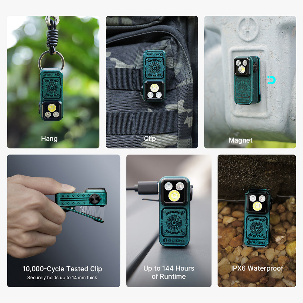 OLIGHT Oclip Pro S - Clip on Flashlight with Light, UV, and RGB Light, 600 Lumens Max