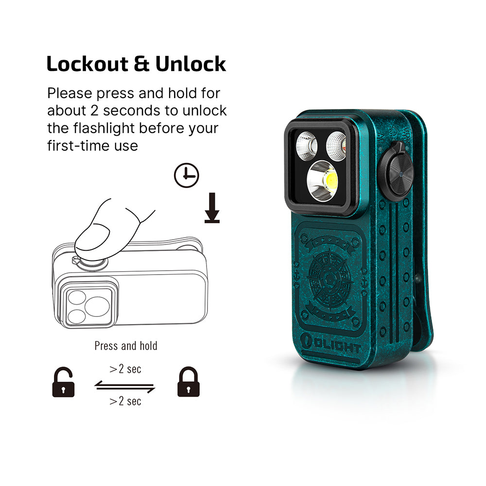 OLIGHT Oclip Pro S - Clip on Flashlight with Light, UV, and RGB Light, 600 Lumens Max