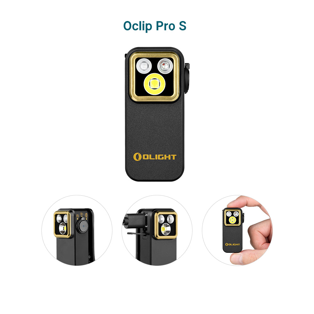 OLIGHT Oclip Pro S - Clip on Flashlight with Light, UV, and RGB Light, 600 Lumens Max